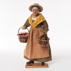 Santon femme légumes champignons - Santons Lise Berger