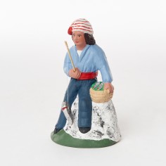 Santon Le pêcheur à la ligne avec sardine - Santons Saurel