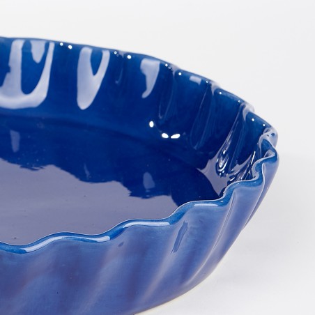 Détail Plat tourte bleu - Poterie Massucco