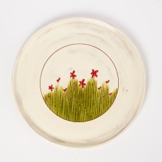 Plat à tarte gm prairie blanc - Atelier Meva