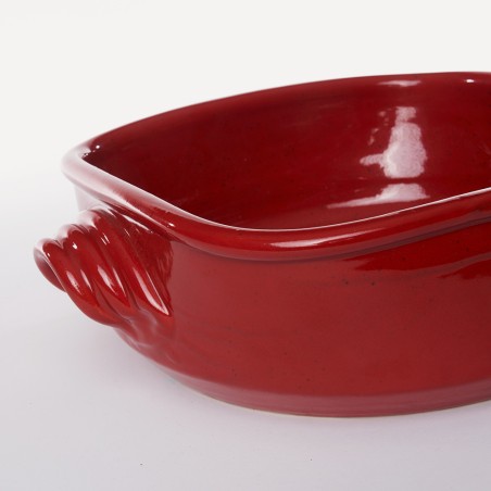 Détail Plat à gratin mm rouge - Poterie Massucco