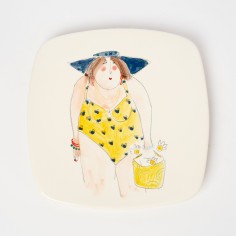 Assiette plate gm carré brune - Cécile Colombo