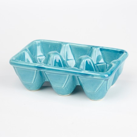 Boîte à oeufs turquoise - Poterie Massuco
