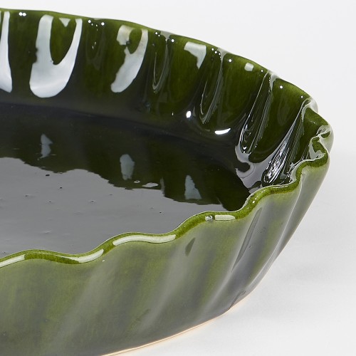 Détail Plat tourte vert - Poterie Massucco