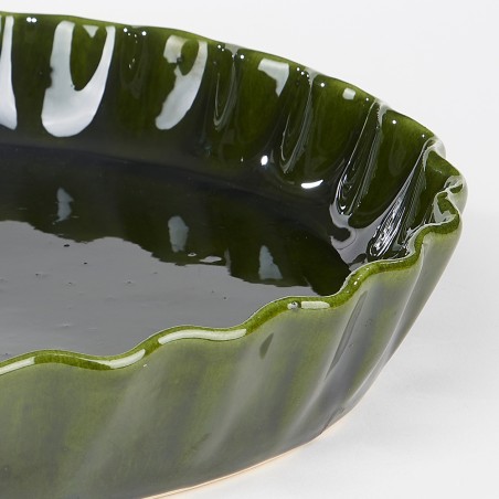 Détail Plat tourte vert - Poterie Massucco