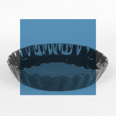 Plat tourte turquoise - Poterie Massucco