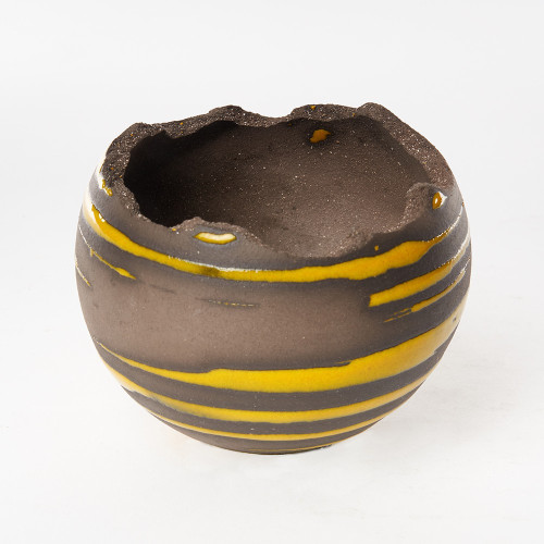 Pot sphère taille 2 stri jaune - Amandine Poulain
