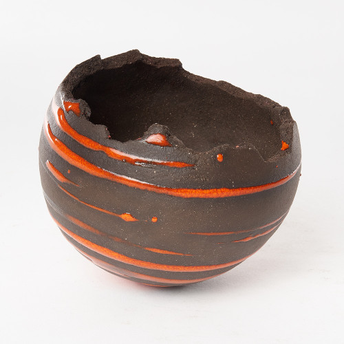 Pot sphère taille 2 stri orange - Amandine Poulain
