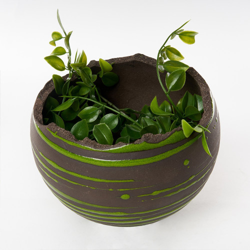 Pot sphère taille 3 stri vert - Amandine Poulain