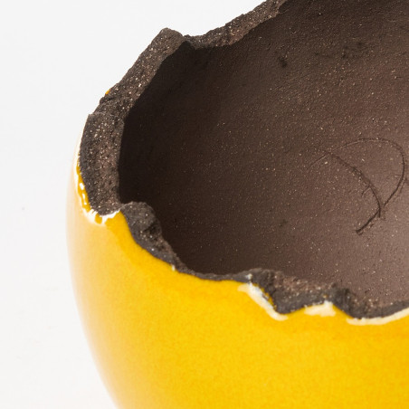 Détail Pot sphère taille 3 uni jaune - Amandine Poulain