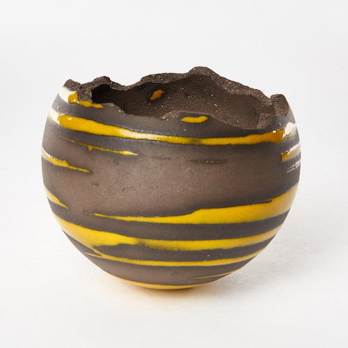 Pot sphère taille 4 stri jaune - Amandine Poulain