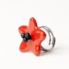 Bague Hibiscus Rouge - Art Terra