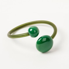 Bracelet pvc boules vert bouteille - Andréani Créations