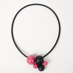 Collier pvc noir aimante météore noir/framboise - Andréani Créations