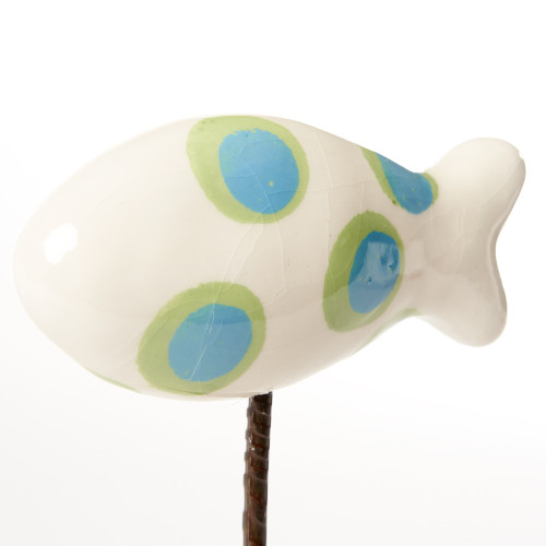 Détail Poisson socle blanc - Le Jardin de la Terre