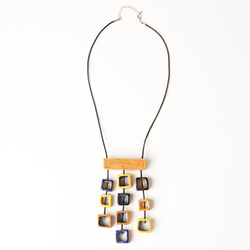 Collier suspension jaune bleu - Ellen