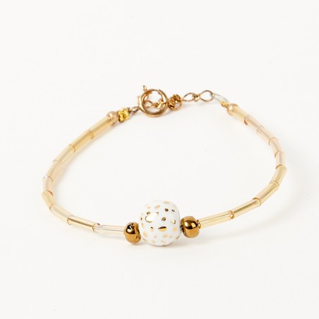 Bracelet une boule blanc et or - Art Terra