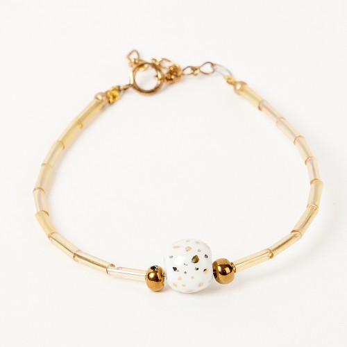 Bracelet une boule blanc et or - Art Terra