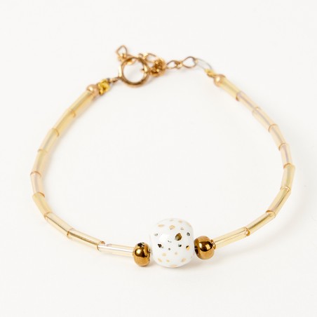 Bracelet une boule blanc et or - Art Terra