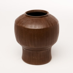 Vase m brun striée pied - Atelier Duca