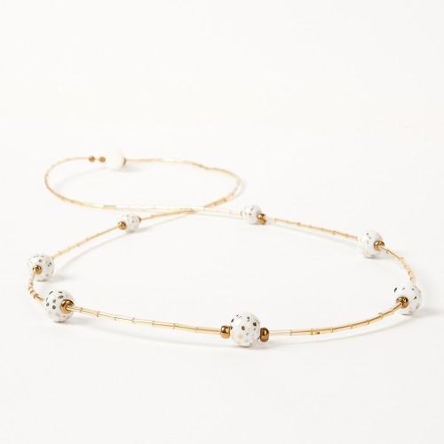 Sautoir blanc/or - Art Terra