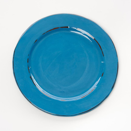 Assiette plate GM bleu- Argile et Couleurs