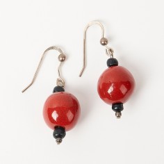 Boucles d'oreilles boule rouges - Art Terra