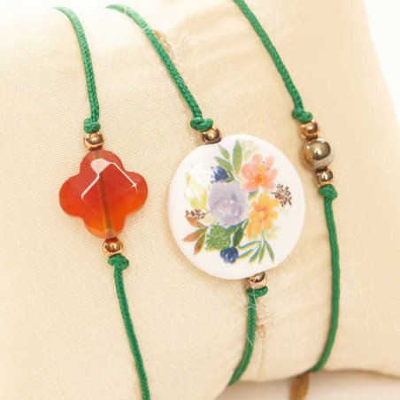 Détail Bracelet triplette verte - Mona Chabada