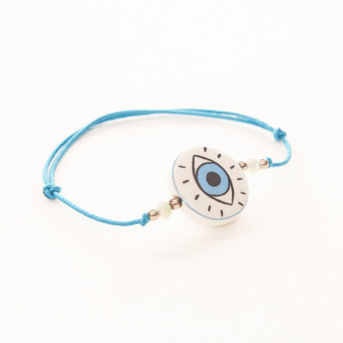 Bracelet pierre naturelle œil bleu - Mona Chabada