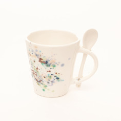 Mug blanc avec cuillère impression marine - Louis Sicard