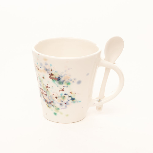 Mug blanc avec cuillère impression marine - Louis Sicard