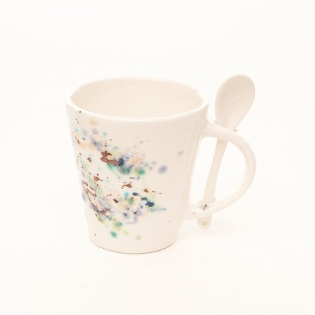 Mug blanc avec cuillère impression marine - Louis Sicard