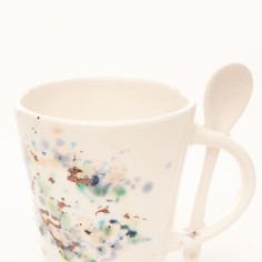 Mug blanc avec cuillère impression marine - Louis Sicard 2