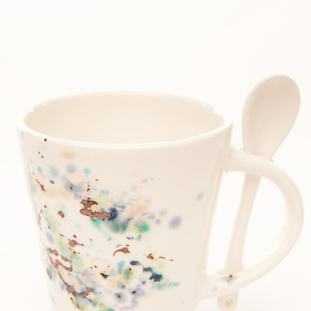 Détail Mug blanc avec cuillère impression marine - Louis Sicard