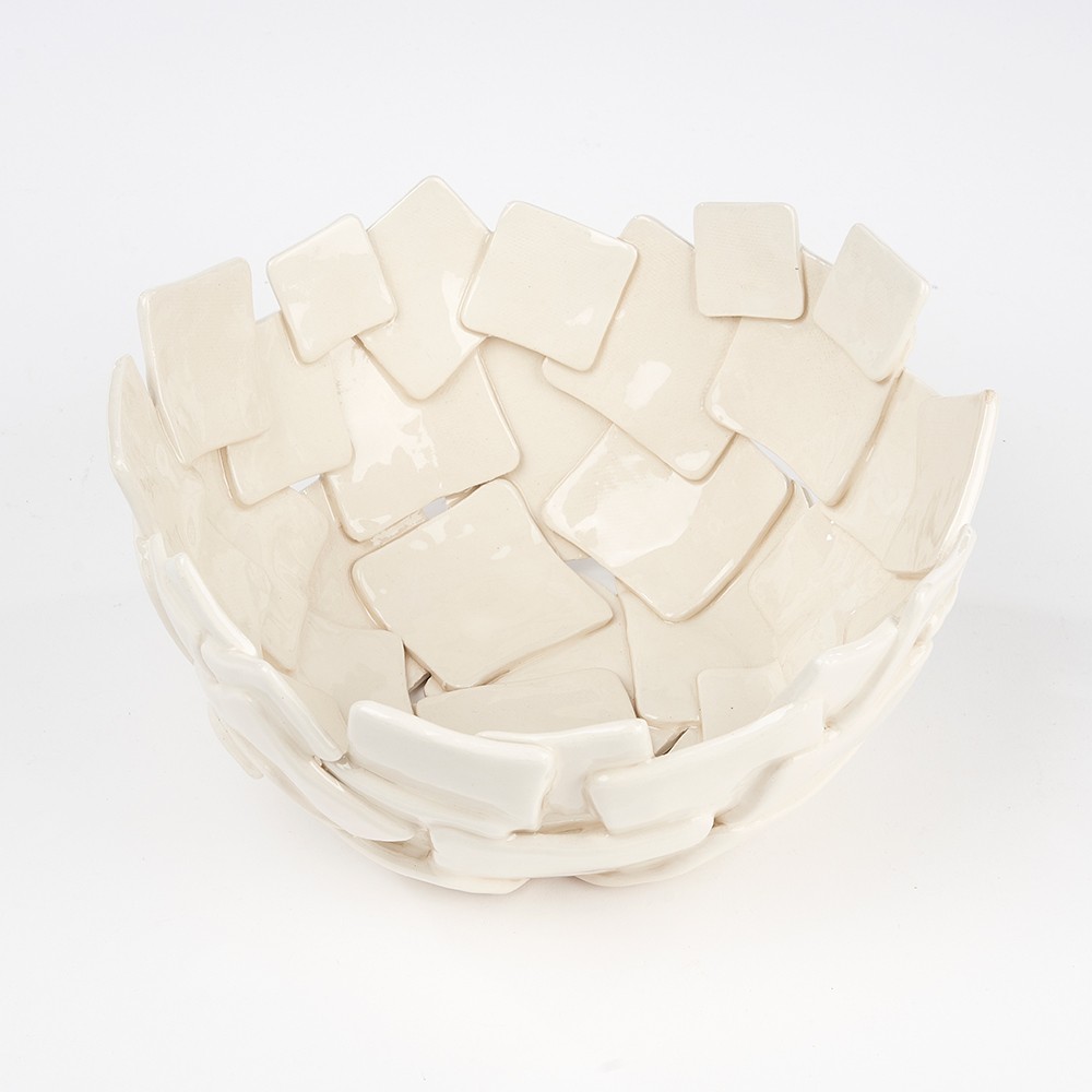 Coupe fruit blanche forme carré - Isave | Galerie Argilla