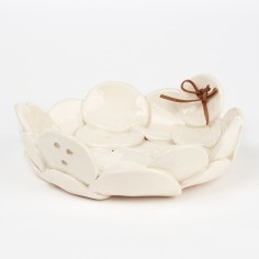 Coupe fruit pm blanc bulles et fil cuir - Isave