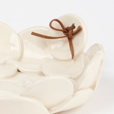 Coupe fruit pm blanc bulles et fil cuir - Isave 2