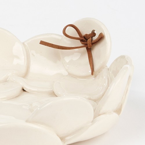 Détail Coupe fruit pm blanc bulles et fil cuir - Isave