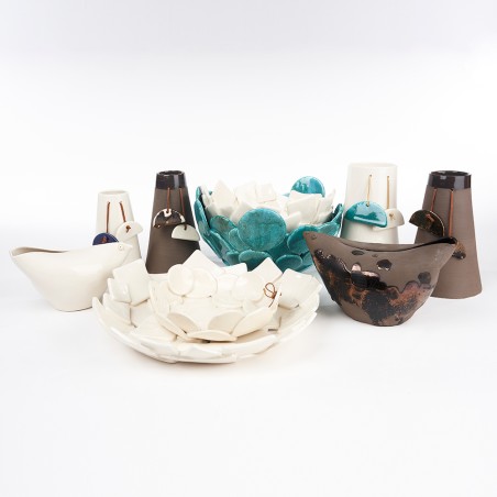 Groupe Vase avec éventails suspendus pm blanc - Isave