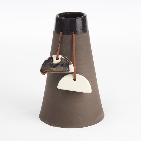 Vase éventails suspendu pm marron mat - Isave