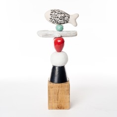 Totem poisson noir et blanc - Le Jardin de la Terre