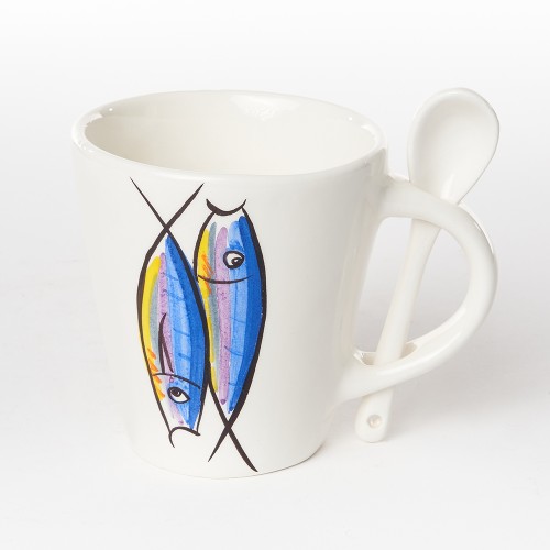 Mug avec cuillère sardine - Les Deux Provençales